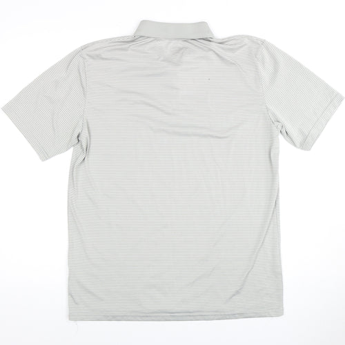Slazenger Men's Grey Striped Polo Shirt M