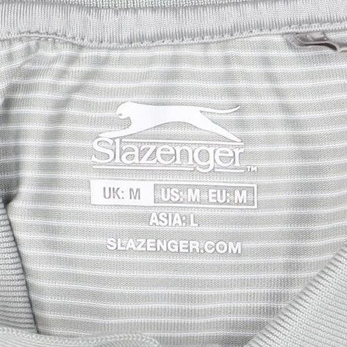 Slazenger Men's Grey Striped Polo Shirt M