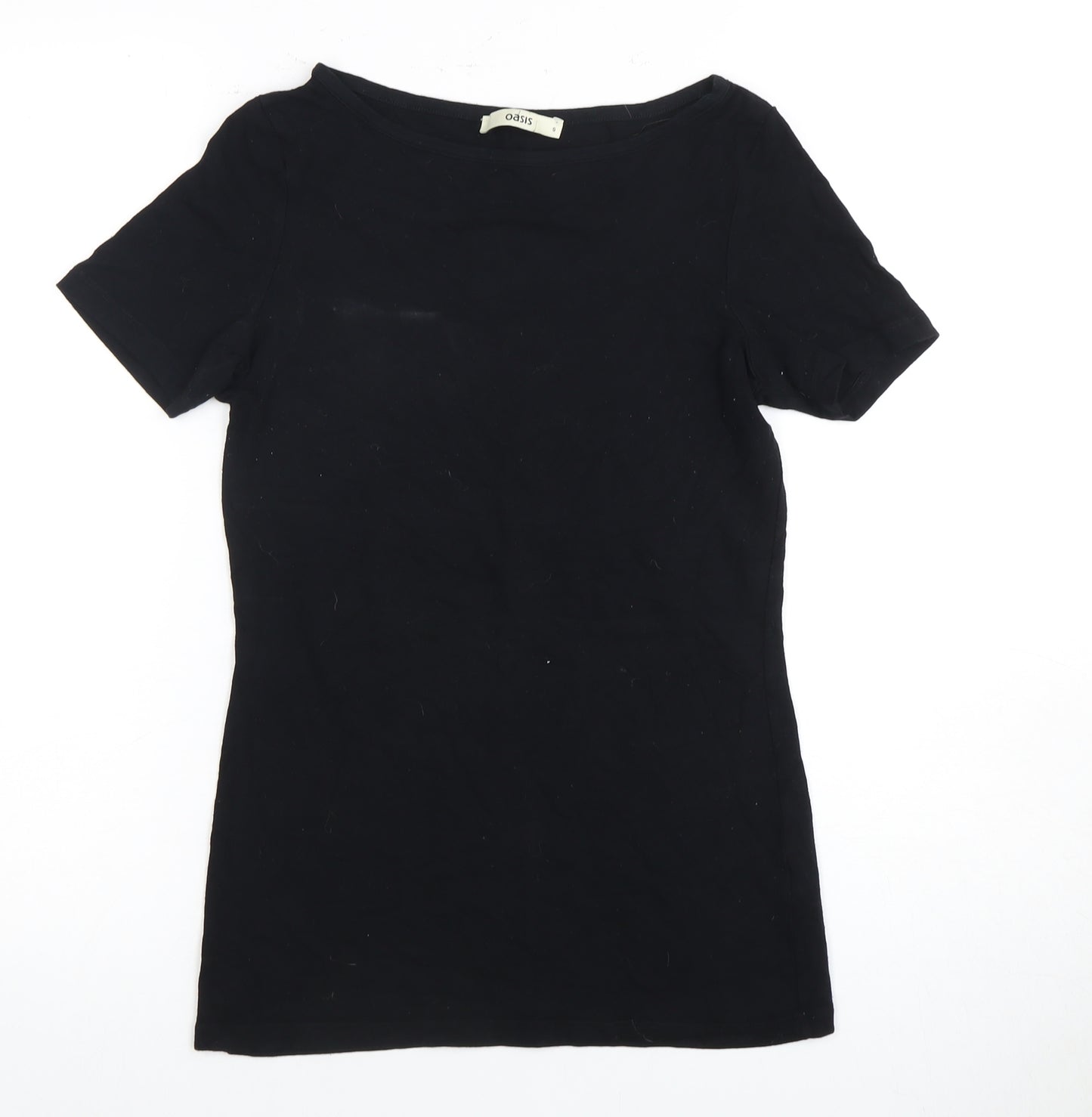 Oasis Women's Black T-Shirt, Size S, Boat Neck