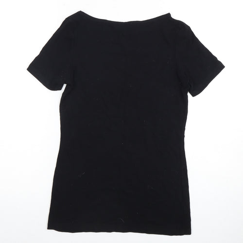 Oasis Women's Black T-Shirt, Size S, Boat Neck