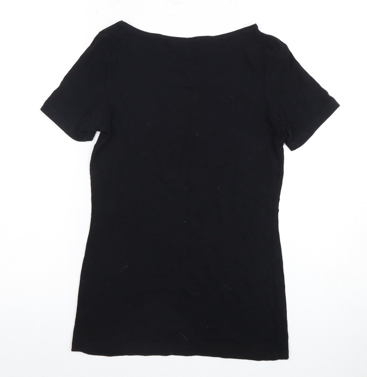 Oasis Women's Black T-Shirt, Size S, Boat Neck
