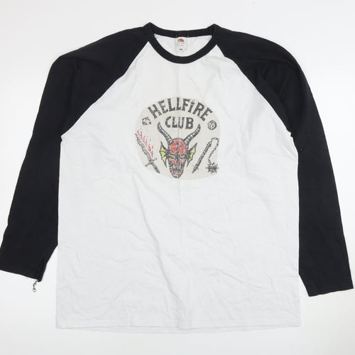 Fruit of the Loom Men's XL Black/White Graphic T-Shirt