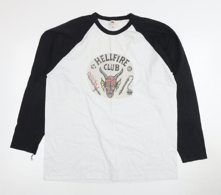 Fruit of the Loom Men's XL Black/White Graphic T-Shirt