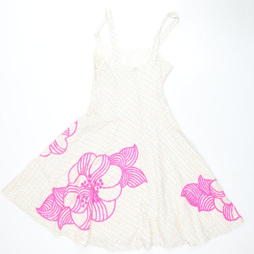 French Connection Women's Ivory Floral Cotton Dress Size 8