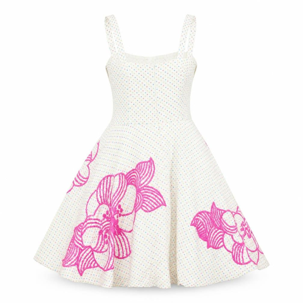 French Connection Women's Ivory Floral Cotton Dress Size 8