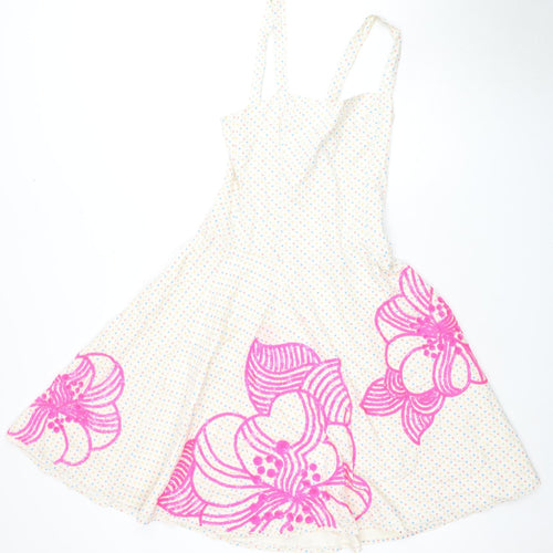 French Connection Women's Ivory Floral Cotton Dress Size 8