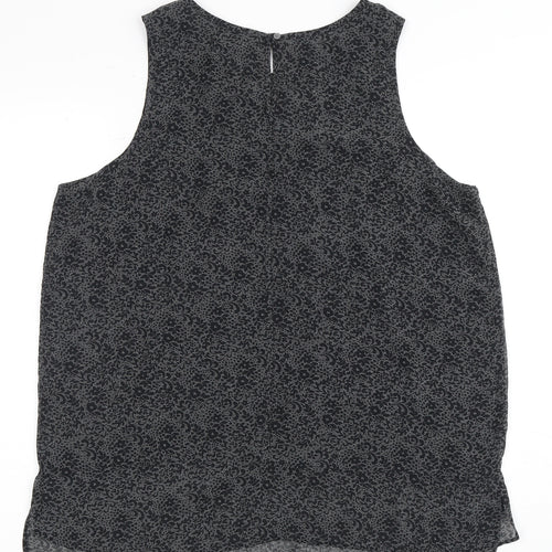 Gap Women's Black Floral Sleeveless Blouse Size 14