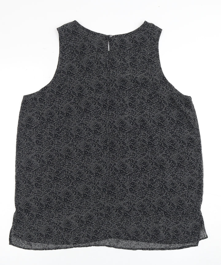 Gap Women's Black Floral Sleeveless Blouse Size 14