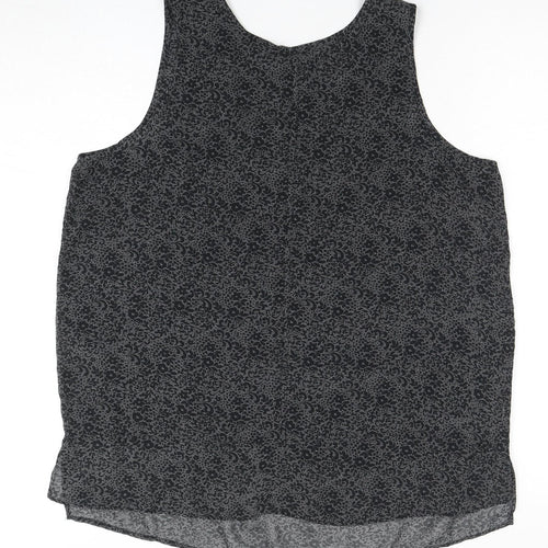 Gap Women's Black Floral Sleeveless Blouse Size 14