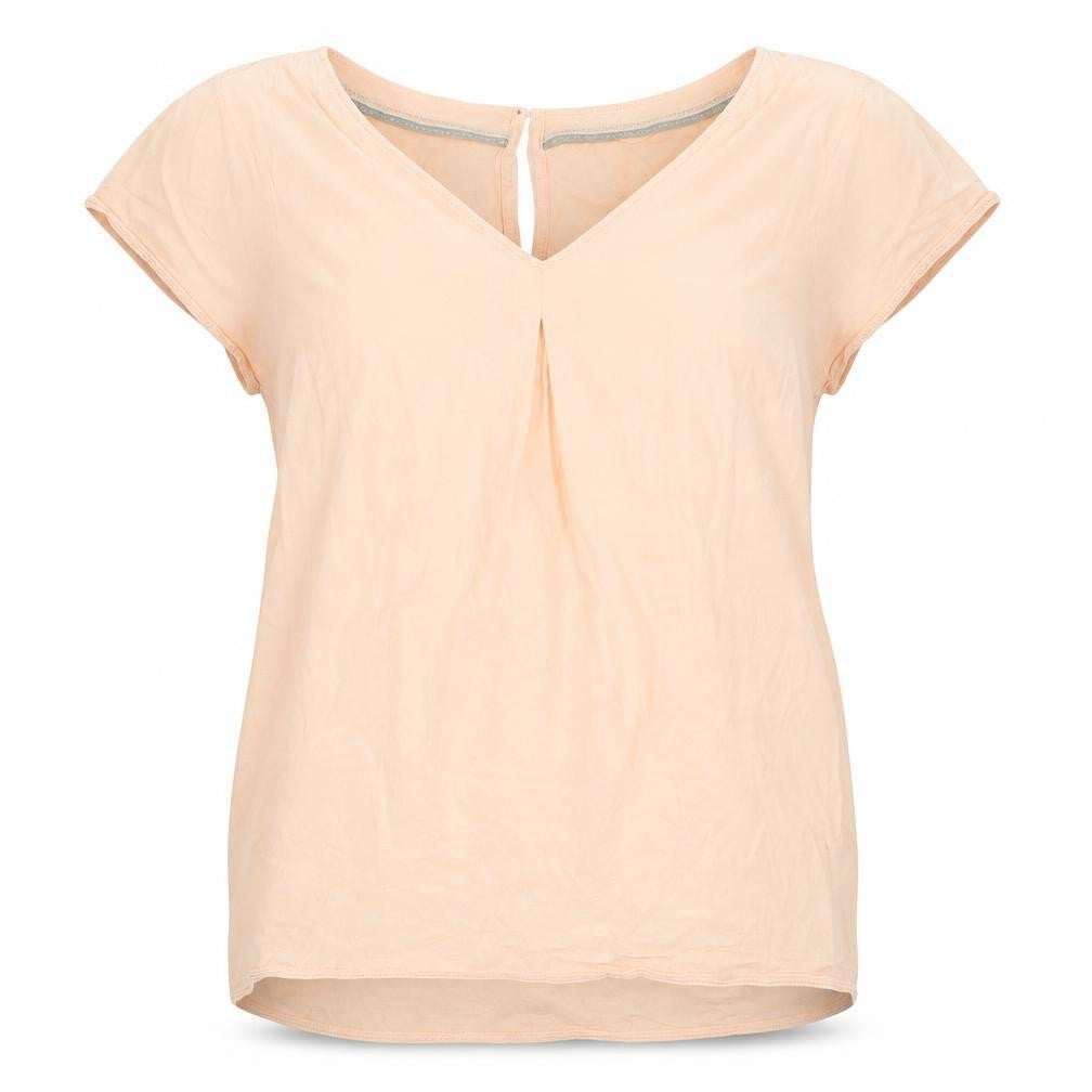 Front view of White Stuff Women's Beige Blouse UK 16 V-Neck Cotton
