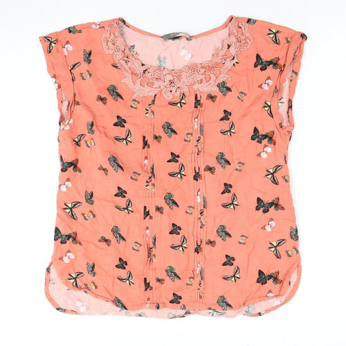 Oasis Women's Pink Butterfly Sleeveless Top, Size 10