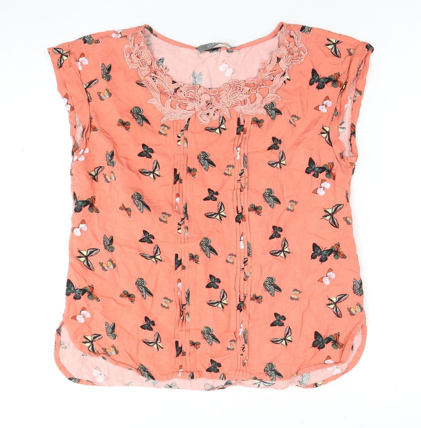 Oasis Women's Pink Butterfly Sleeveless Top, Size 10