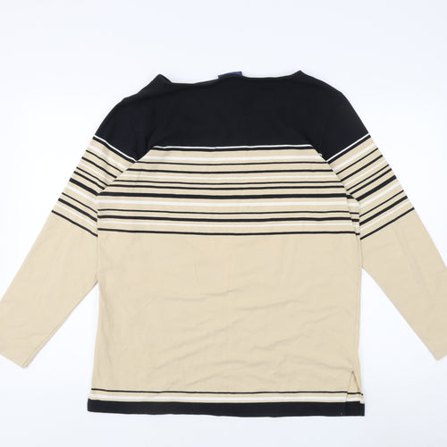 Liz Claiborne Women's Beige Black Striped V-Neck T-Shirt M