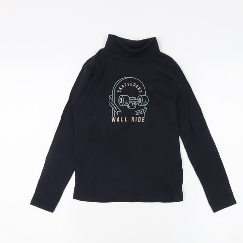 KIABI Black High Neck Long Sleeve T-Shirt for Teens