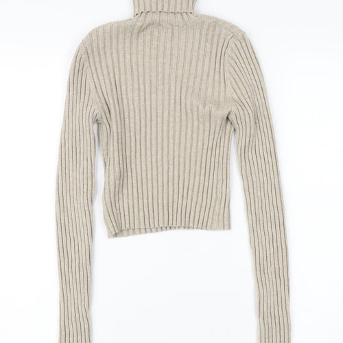 Bershka Women’s Beige Roll Neck Pullover Jumper Size S