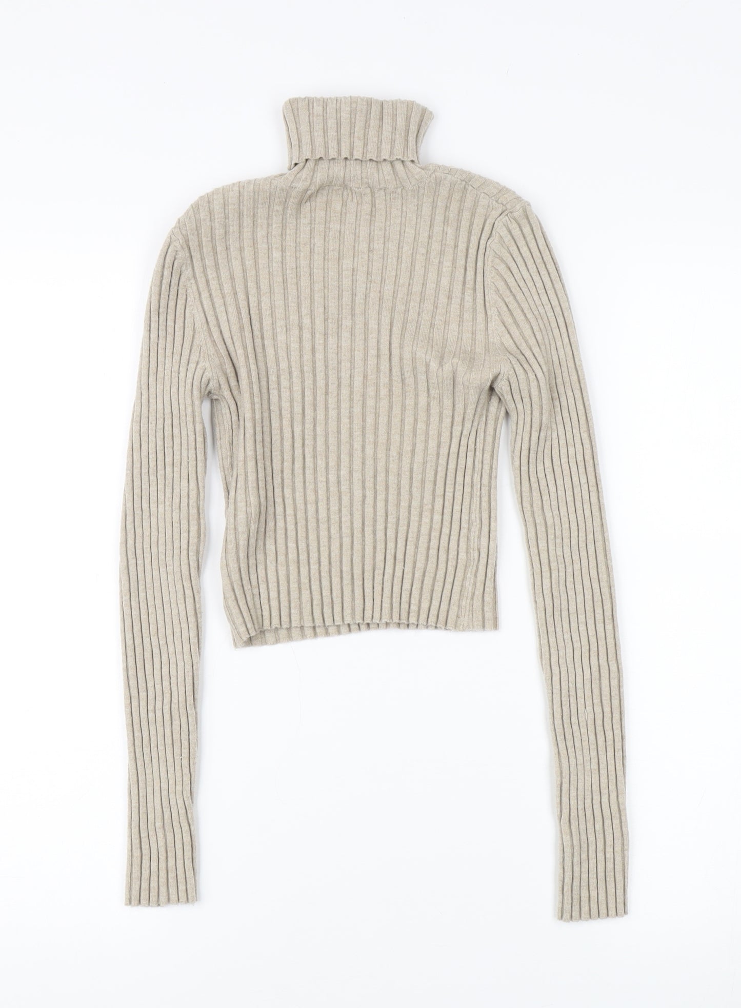 Bershka Women’s Beige Roll Neck Pullover Jumper Size S
