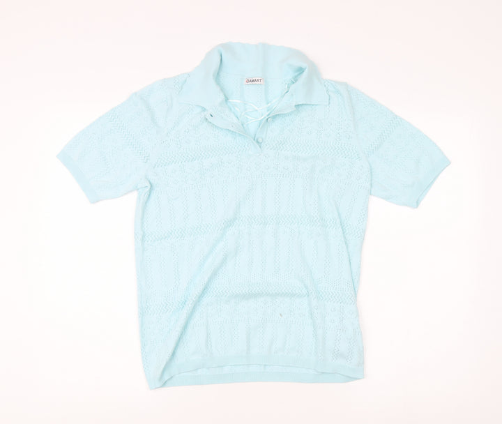Damart Women's Blue Collared Jumper M 14/16