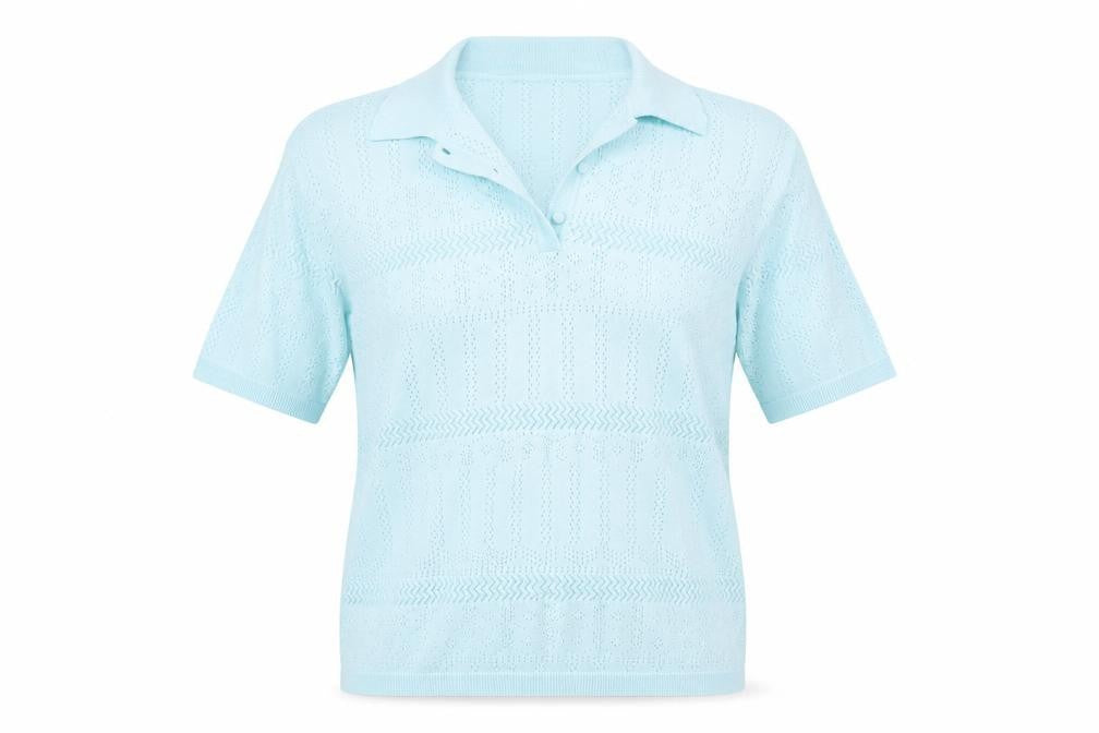 Front view of Damart Women's Blue Collared Jumper M 14/16