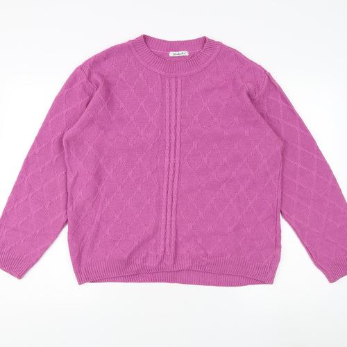 Berkertex Women's Pink Cable-Knit Jumper Size 18-20