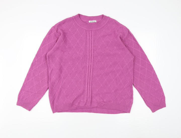 Berkertex Women's Pink Cable-Knit Jumper Size 18-20