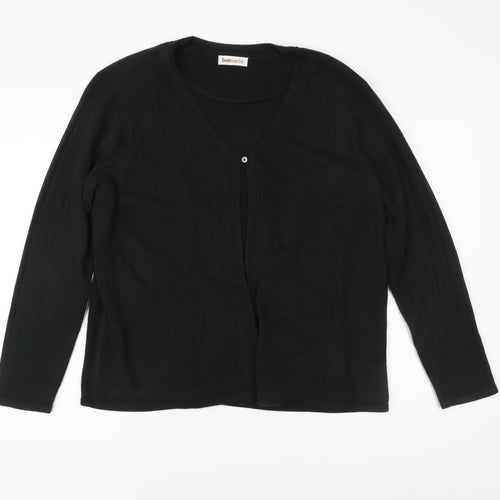 Bonmarché Women's Black Cardigan L V-Neck Acrylic