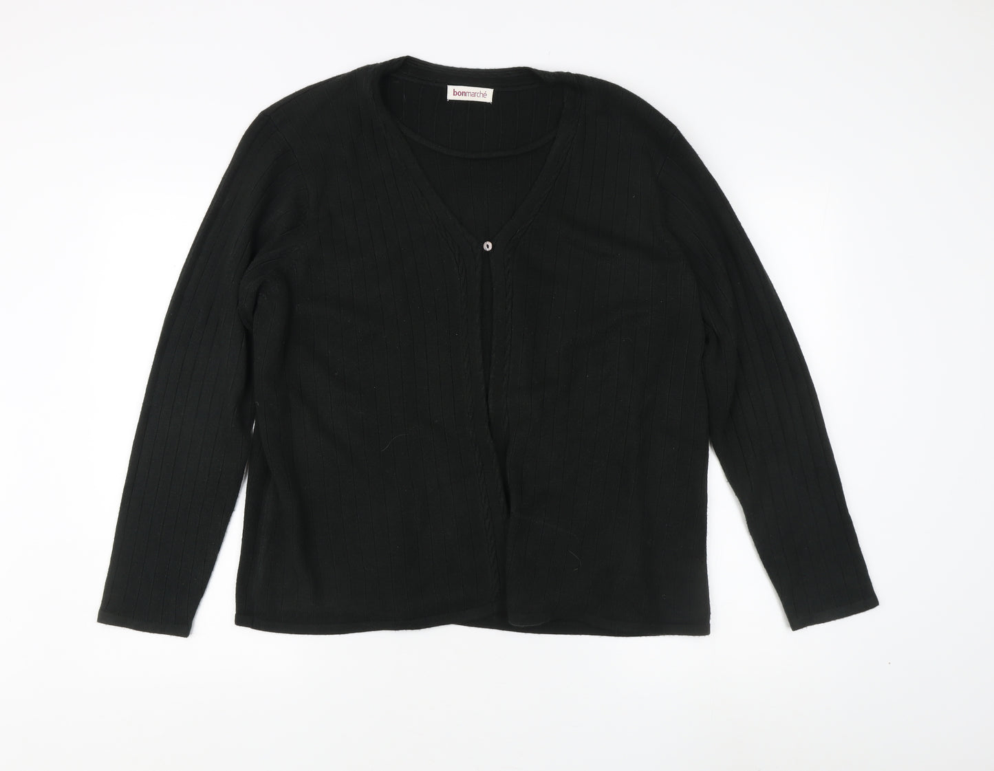 Bonmarché Women's Black Cardigan L V-Neck Acrylic