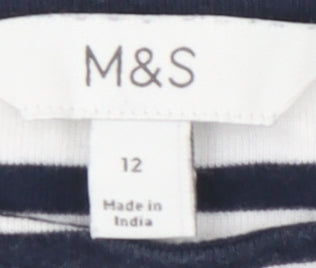 Marks and Spencer Women's White Striped Top Size 12
