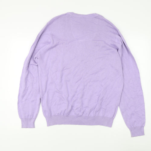 Marks and Spencer Men's Purple Cotton Pullover Jumper L