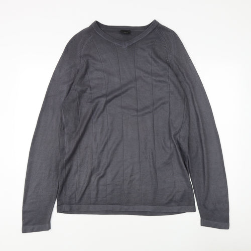 Next Men's Grey Pullover Jumper V-Neck M