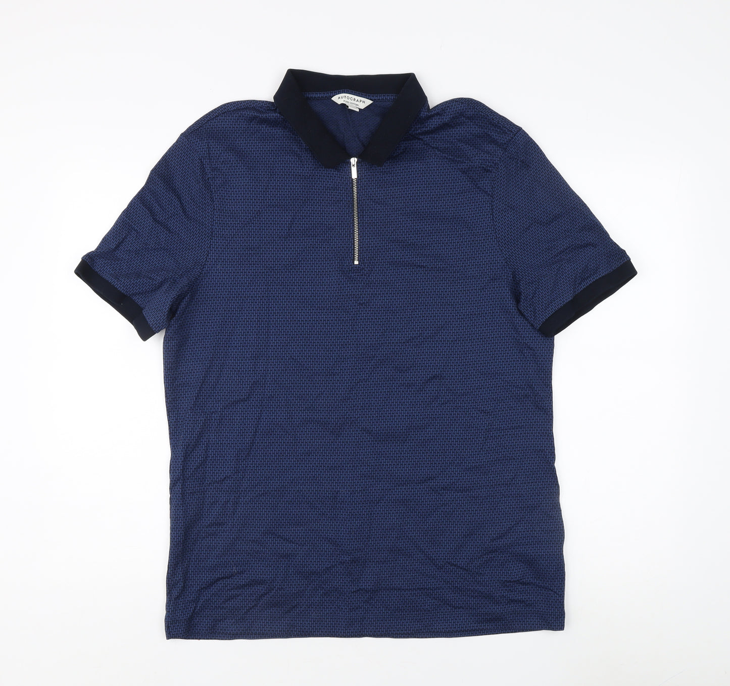 Marks & Spencer Men's Blue Polo Shirt, Size L