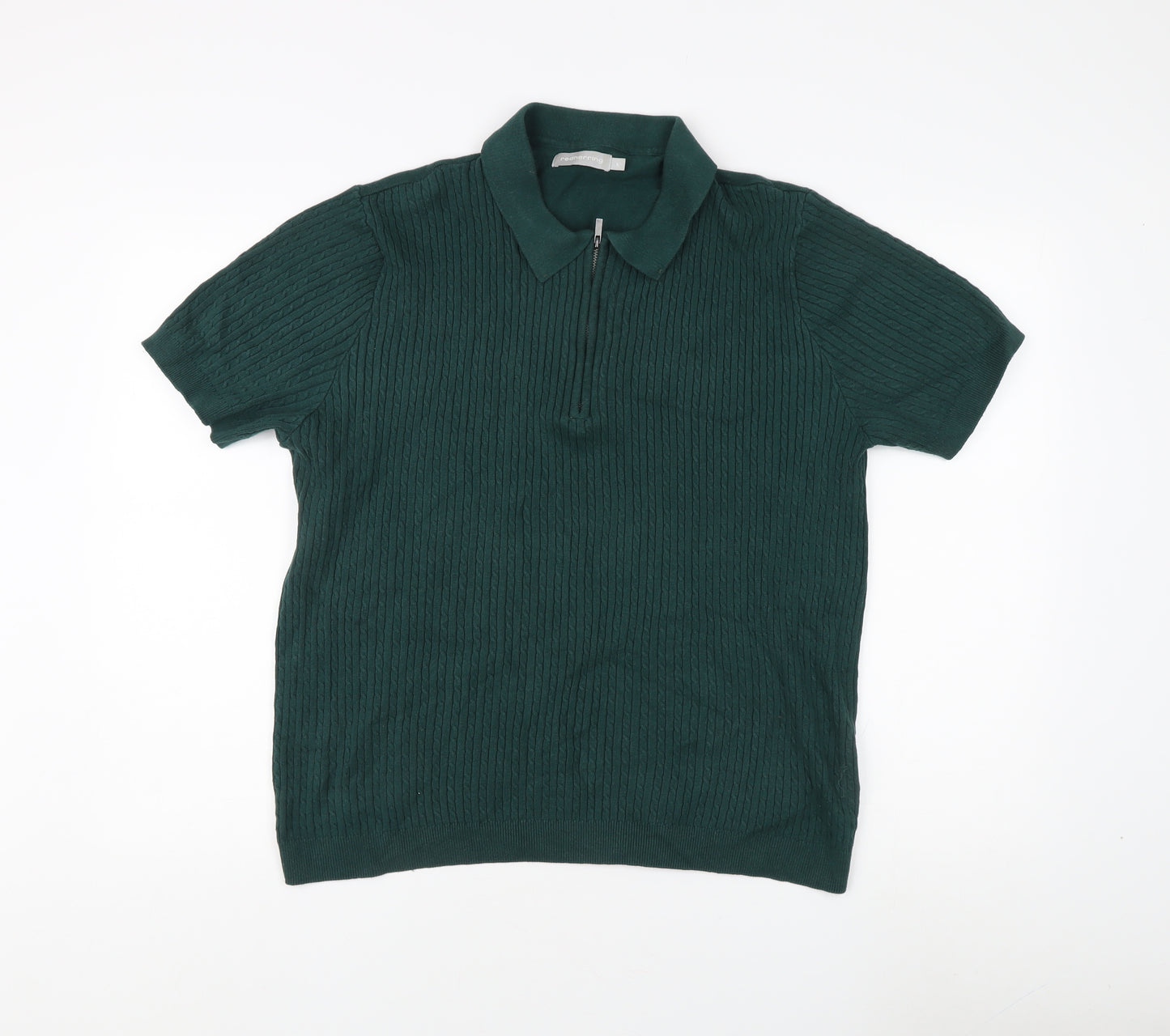 Red Herring Men's Green Collared 1/4 Zip Jumper L