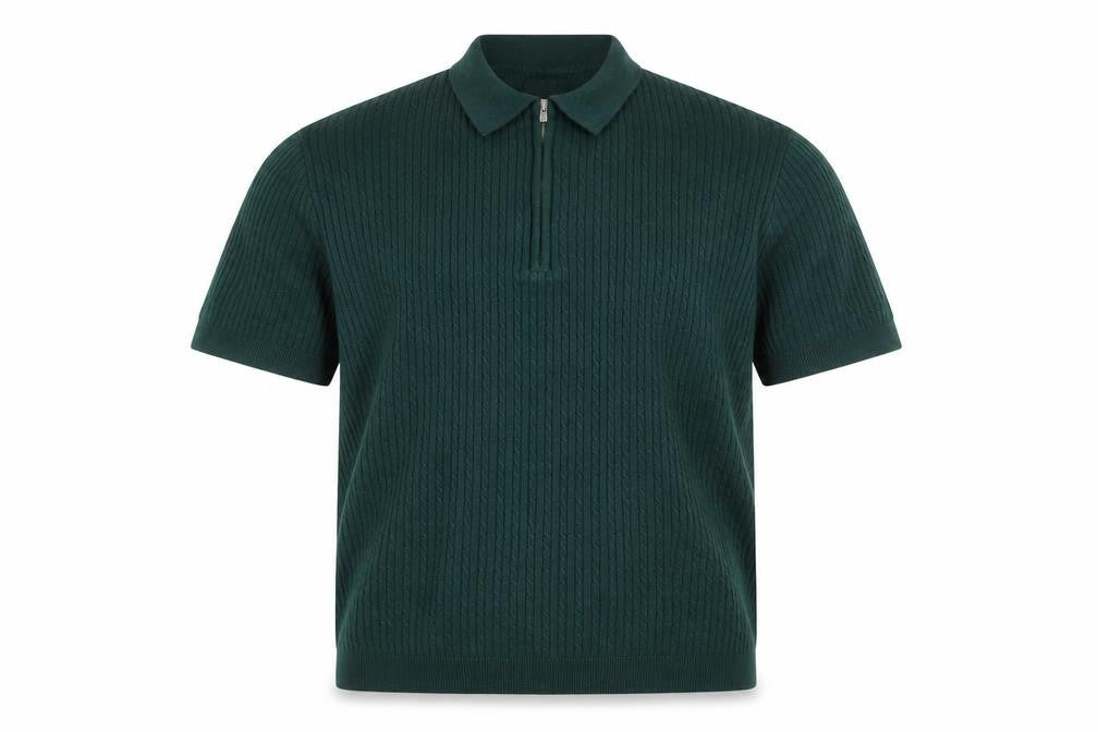 Front view of Red Herring Men's Green Collared 1/4 Zip Jumper L