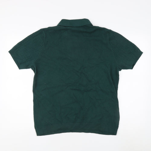 Red Herring Men's Green Collared 1/4 Zip Jumper L