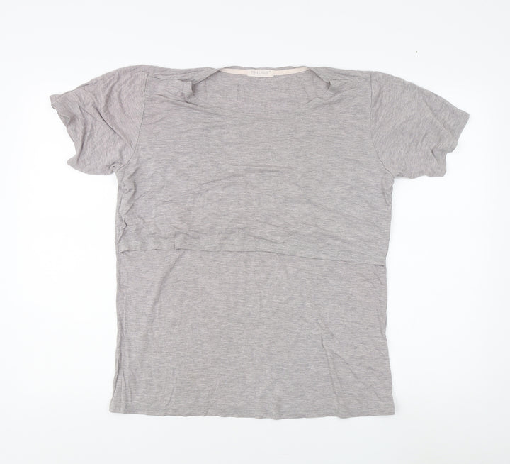 SMALLSHOW Women's Grey Relaxed Fit T-Shirt - L