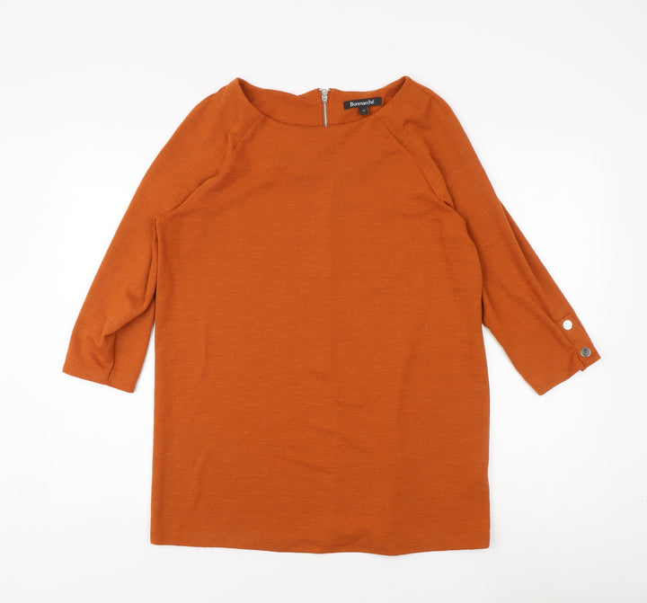 Bonmarché Women's Orange Jersey Top UK 14, 3/4 Sleeve