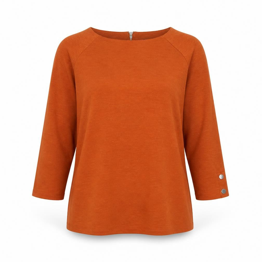 Bonmarché Women's Orange Jersey Top UK 14, 3/4 Sleeve