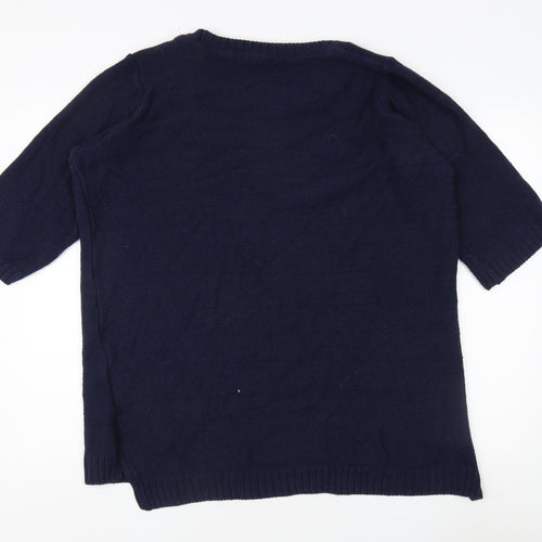 E. Women's Blue Pullover Jumper with Heart Design - Size 18