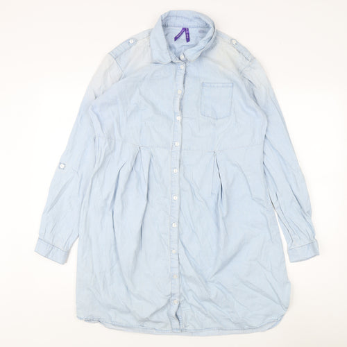 Seraphine Women’s Blue Cotton Button-Up Shirt UK 10