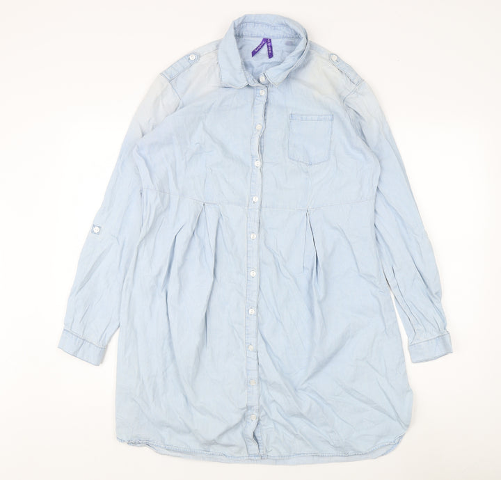 Seraphine Women’s Blue Cotton Button-Up Shirt UK 10