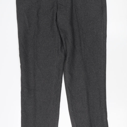 Next Men's Grey Check Regular Fit Trousers, Size 32