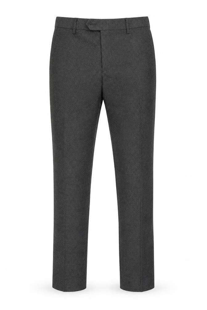 Front view of Next Men's Grey Check Regular Fit Trousers, size 32