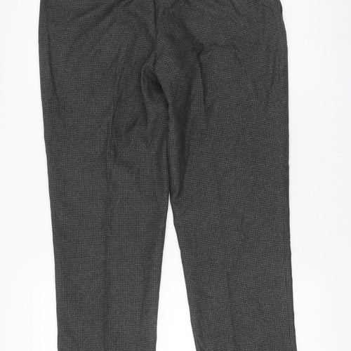 Next Men's Grey Check Regular Fit Trousers, Size 32