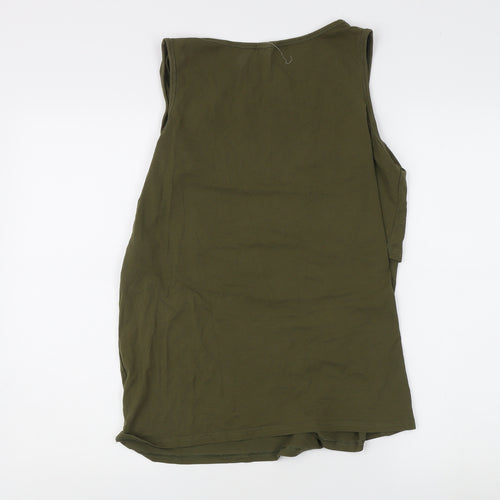 Smallshow Women's Green Tank Top, Sleeveless, Size L