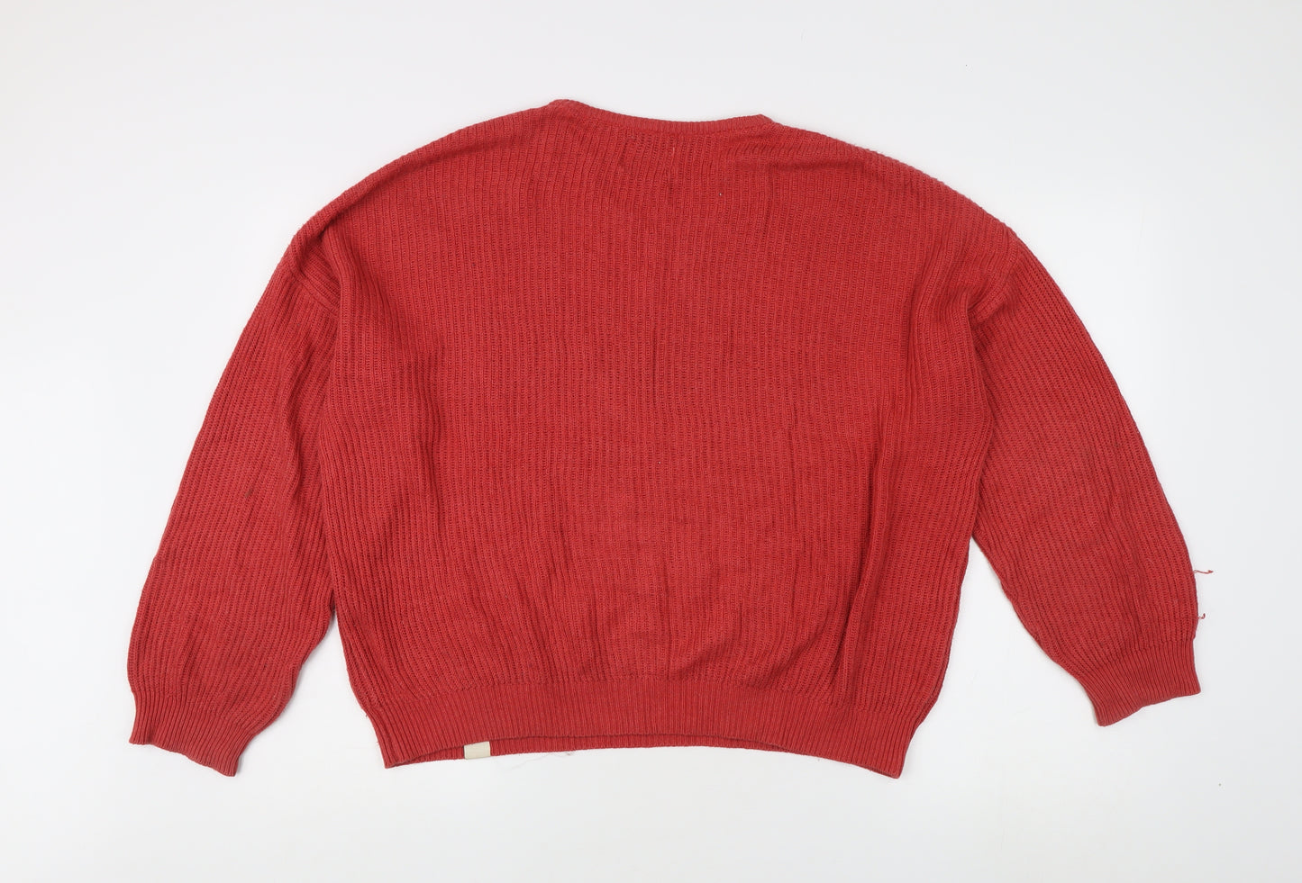 Pull&Bear Women's Red Striped Pullover Jumper M
