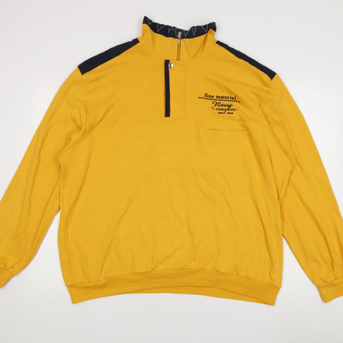 Marco Donati Men's Yellow 2XL Long Sleeve 1/2 Zip Sweatshirt