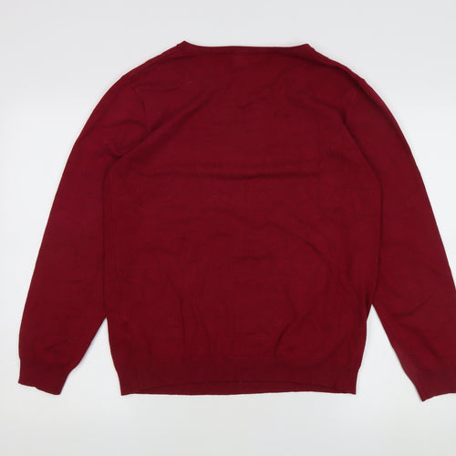 Simon Jeffrey Women's Red XL Geometric Knit Pullover