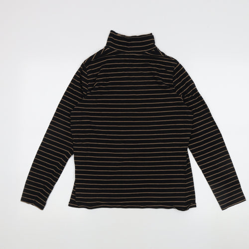Marks and Spencer Women's Black Striped Long Sleeve T-Shirt Size 14