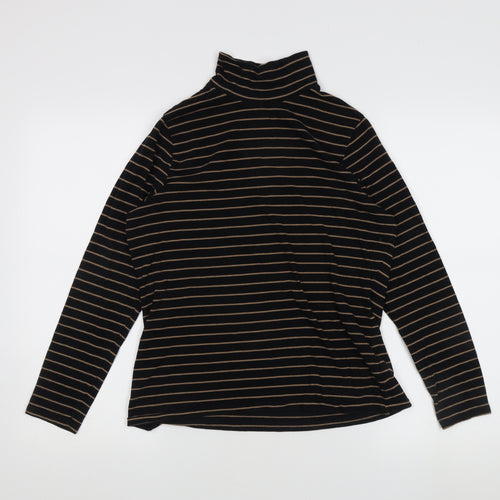 Marks and Spencer Women's Black Striped Long Sleeve T-Shirt Size 14
