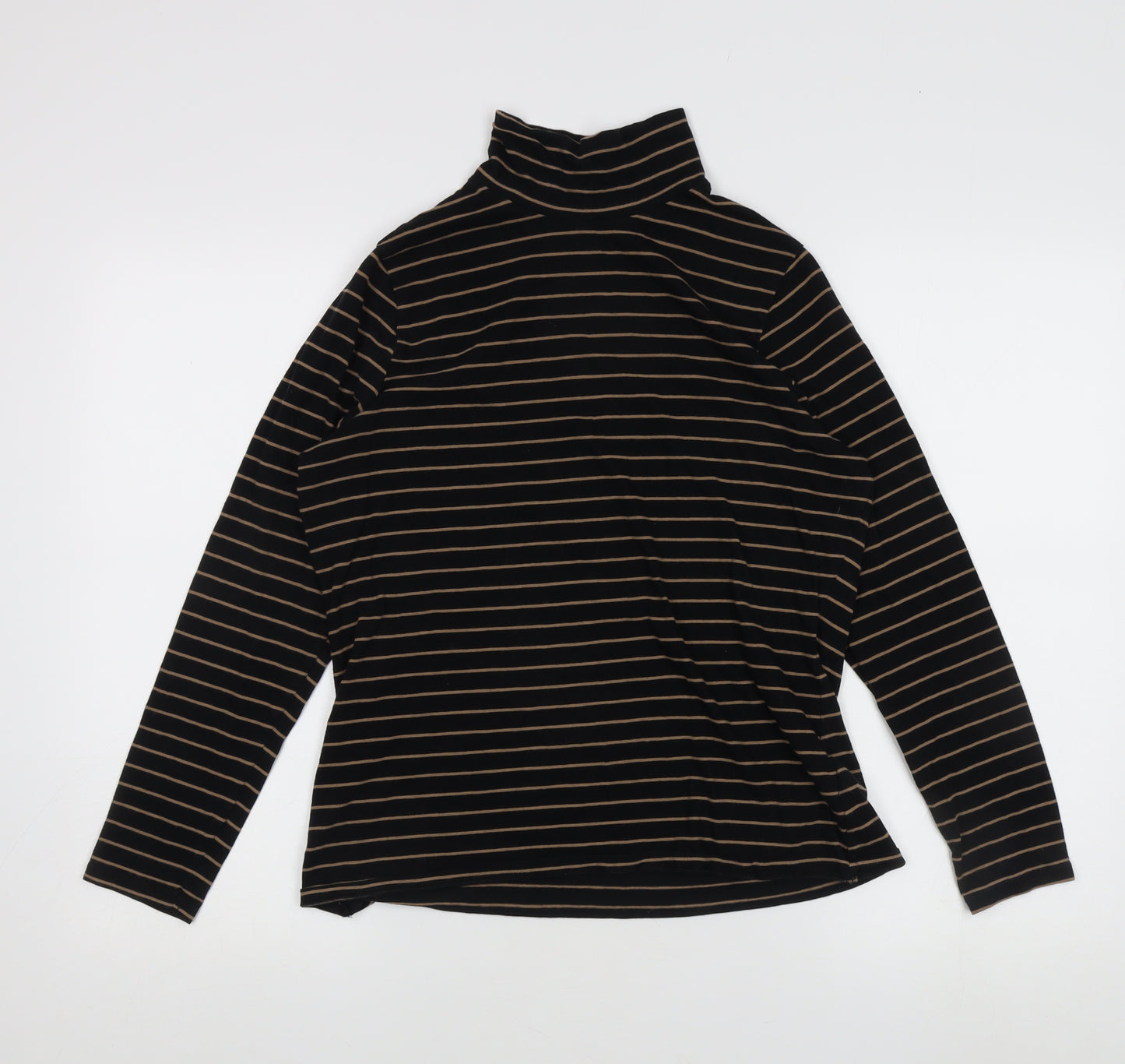 Marks and Spencer Women's Black Striped Long Sleeve T-Shirt Size 14