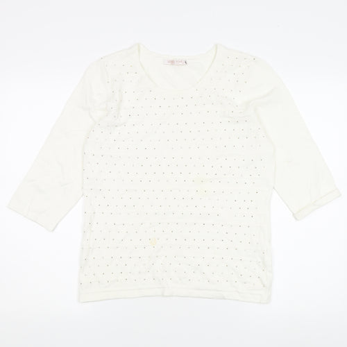 Anna Rose Women’s White Studded T-Shirt, Size M